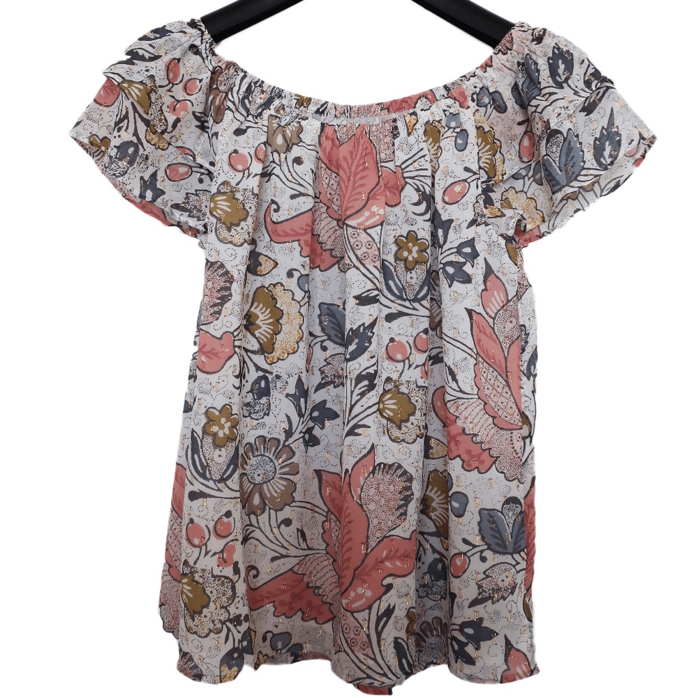 Shimmer Floral Off The Shoulder Top  |  Loft